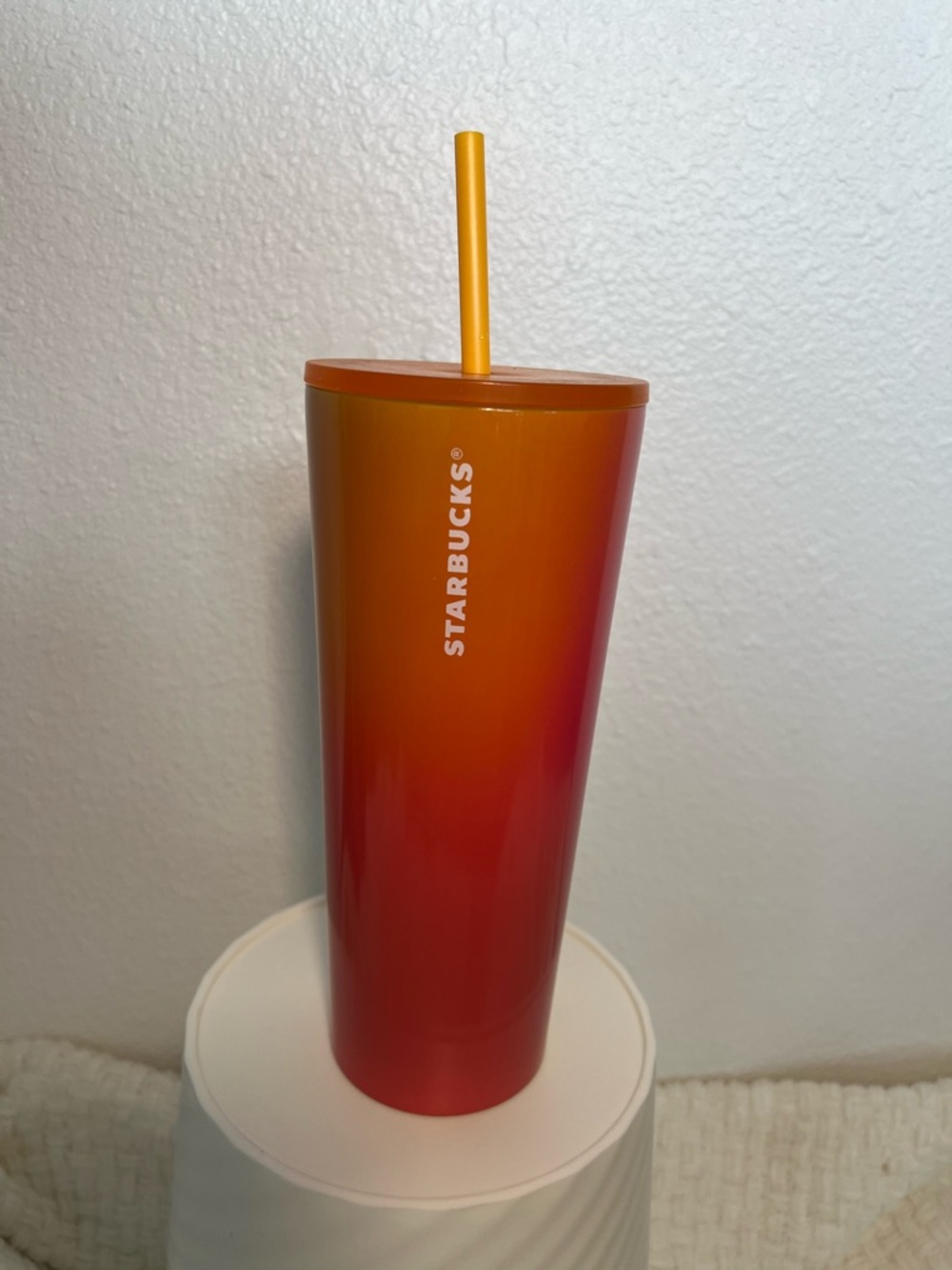 Starbucks Orange to Red Ombre Stainless Tumbler with Straw